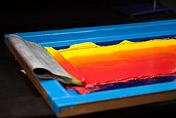 Red and yellow paint for t shirt printing at CrackerJack Shack